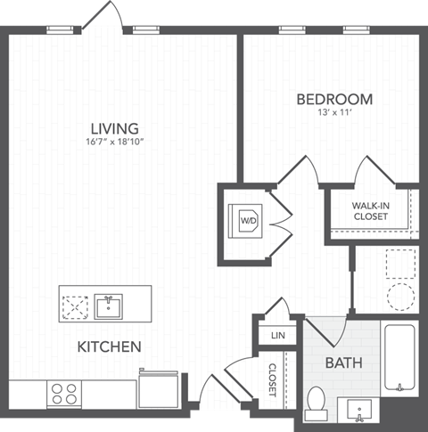 a floor plan of a room with a bedroom and a bathroom